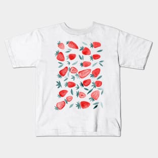 Watercolors strawberries - red and teal Kids T-Shirt